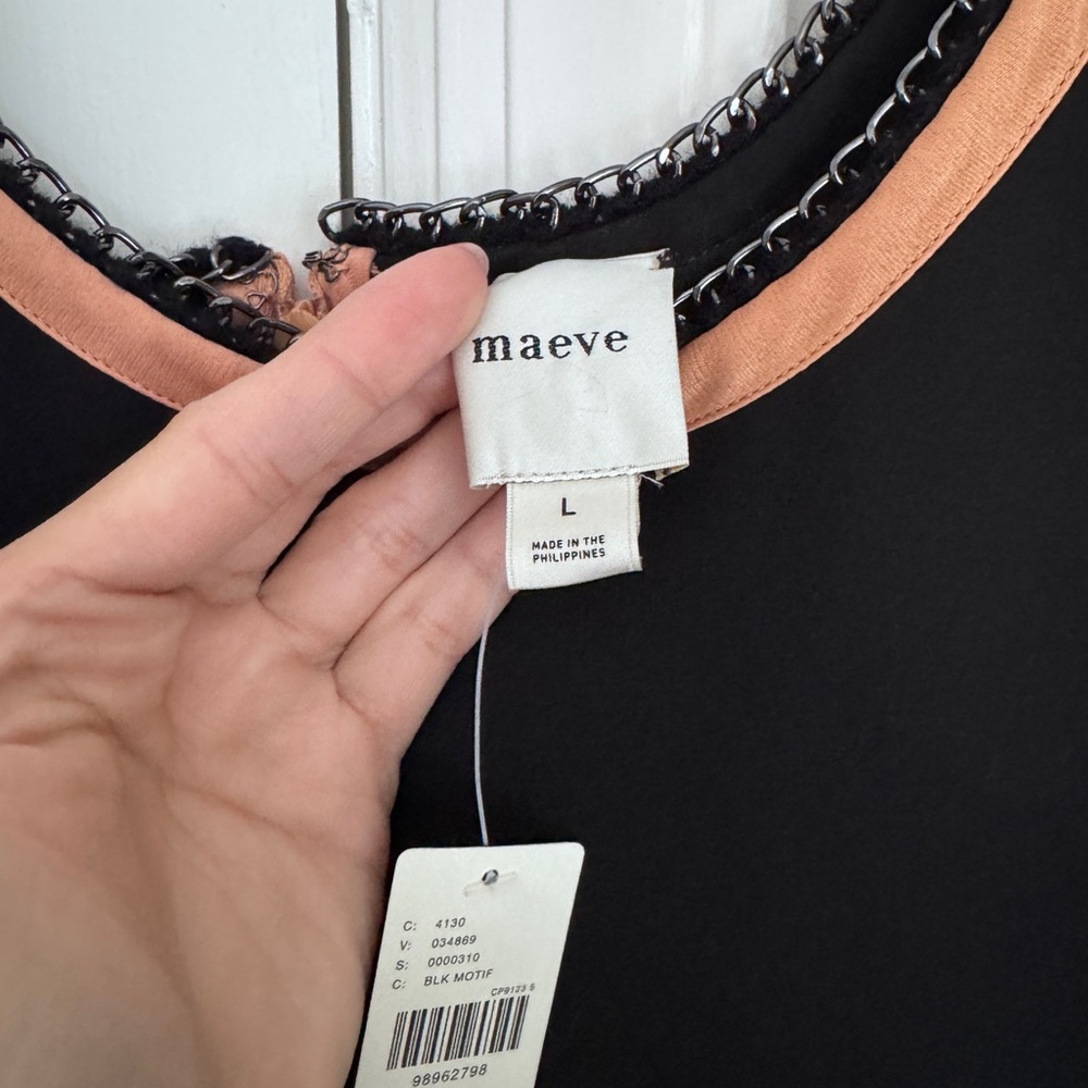 Maeve Sleeveless‎ Scoop-Neck Chain-Trim Cutout Midi Dress - Picture 5 of 7